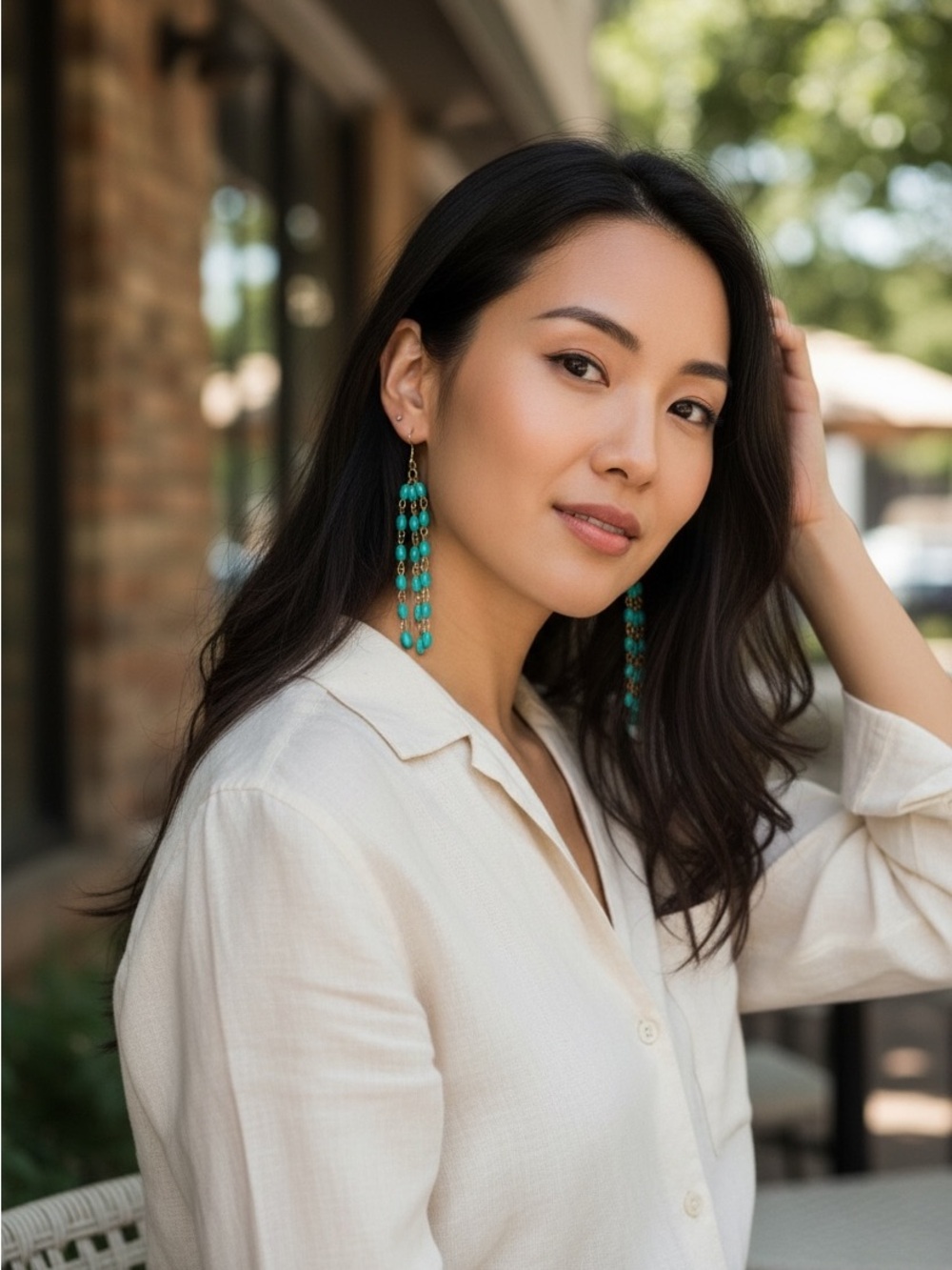 🆕 Plunder Turquoise and Gold Dangle Earrings